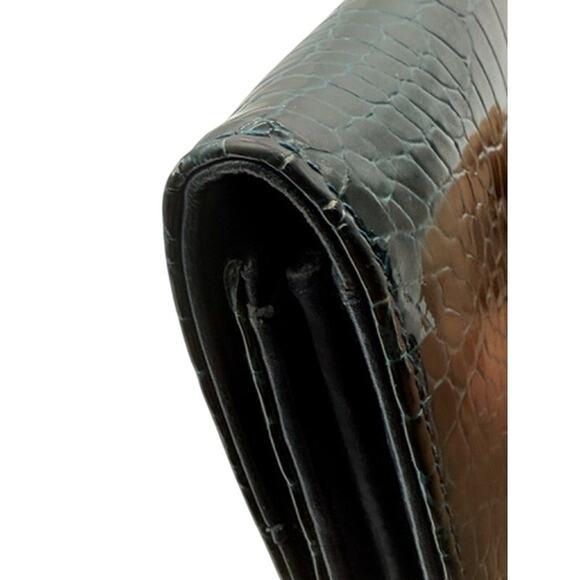 Miu Miu Hunter Green Croc Embossed Leather Wallet! Long Wallet! EXCELLENT Cond - Picture 8 of 16